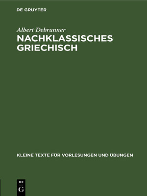cover image of Nachklassisches Griechisch